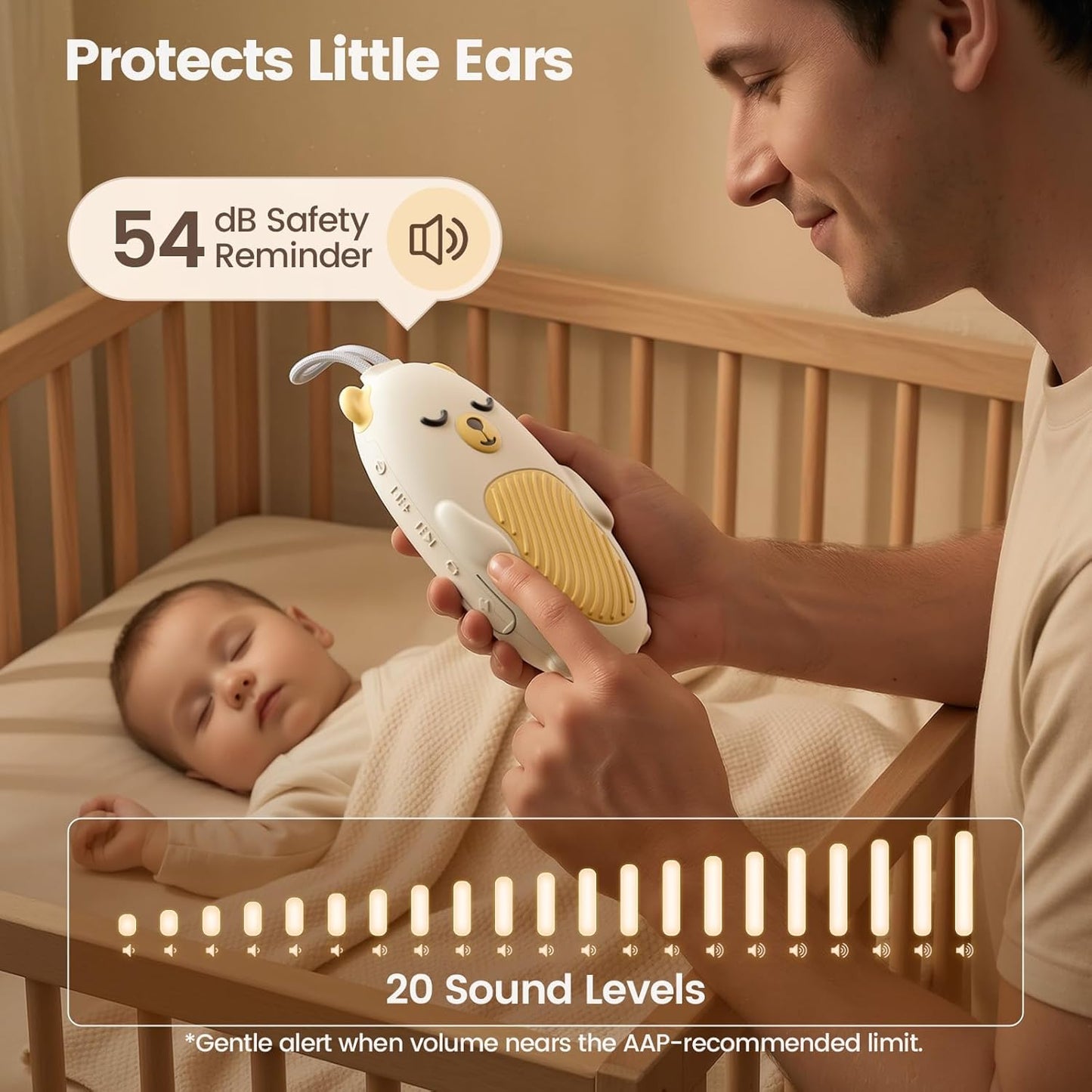Vaydeer Baby Sound Machine for Sleep, White Noise Machine with 115 Sounds & 4 Modes, for New Moms & Newborns, Baby Sleep Soother, 54 dB Safe,Gift for Mom, Nursery Essentials