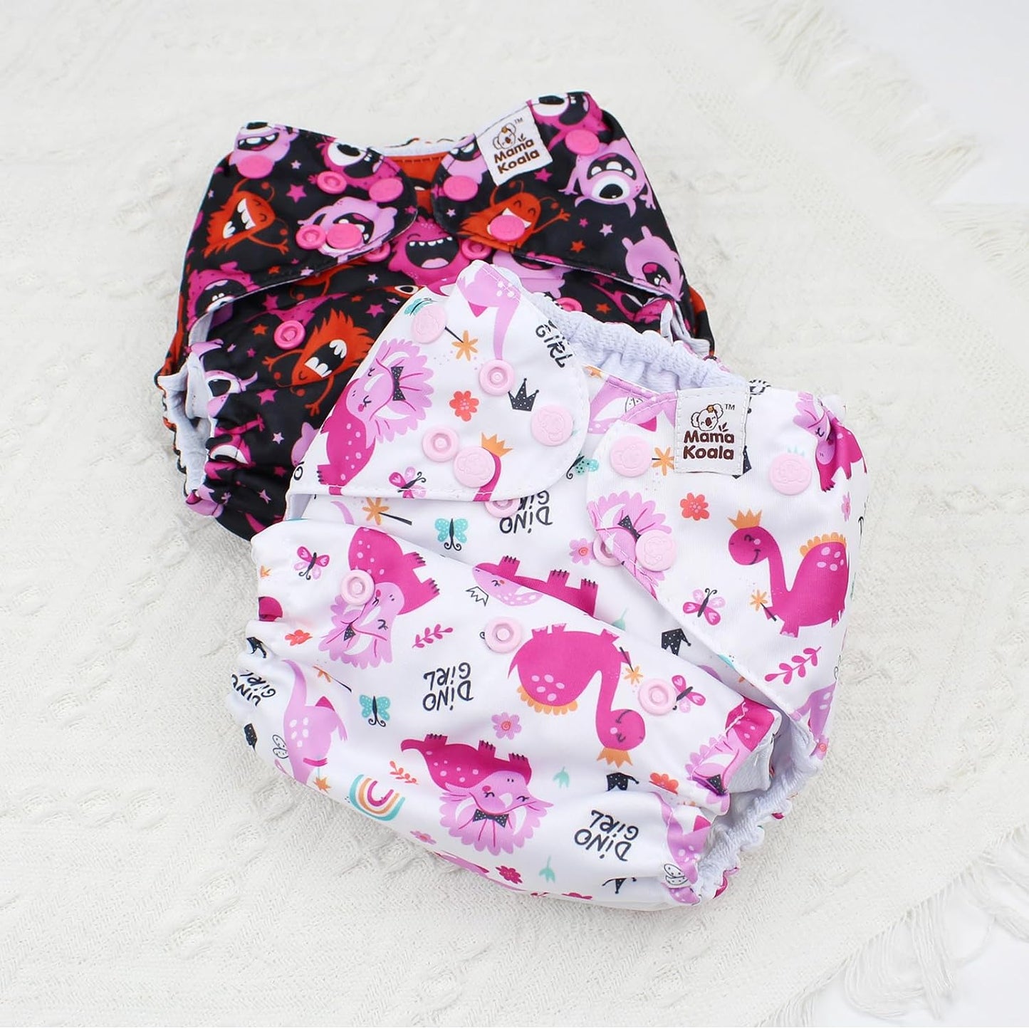 Mama Koala 3.0 Pocket Cloth Diapers for Babies with AWJ Lining, 6 Pack with 6 4-Layer Natural Cloth Diaper Inserts - Reusable and Washable Pocket Diapers(Hardworking Bees) - Colors A