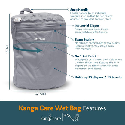 Kanga Care Wet Bag Seam Sealed Waterproof 3D Dimensional for Baby Cloth Diapers, Travel, Beach, Pool, Gym, Swim | Clover - Colors A