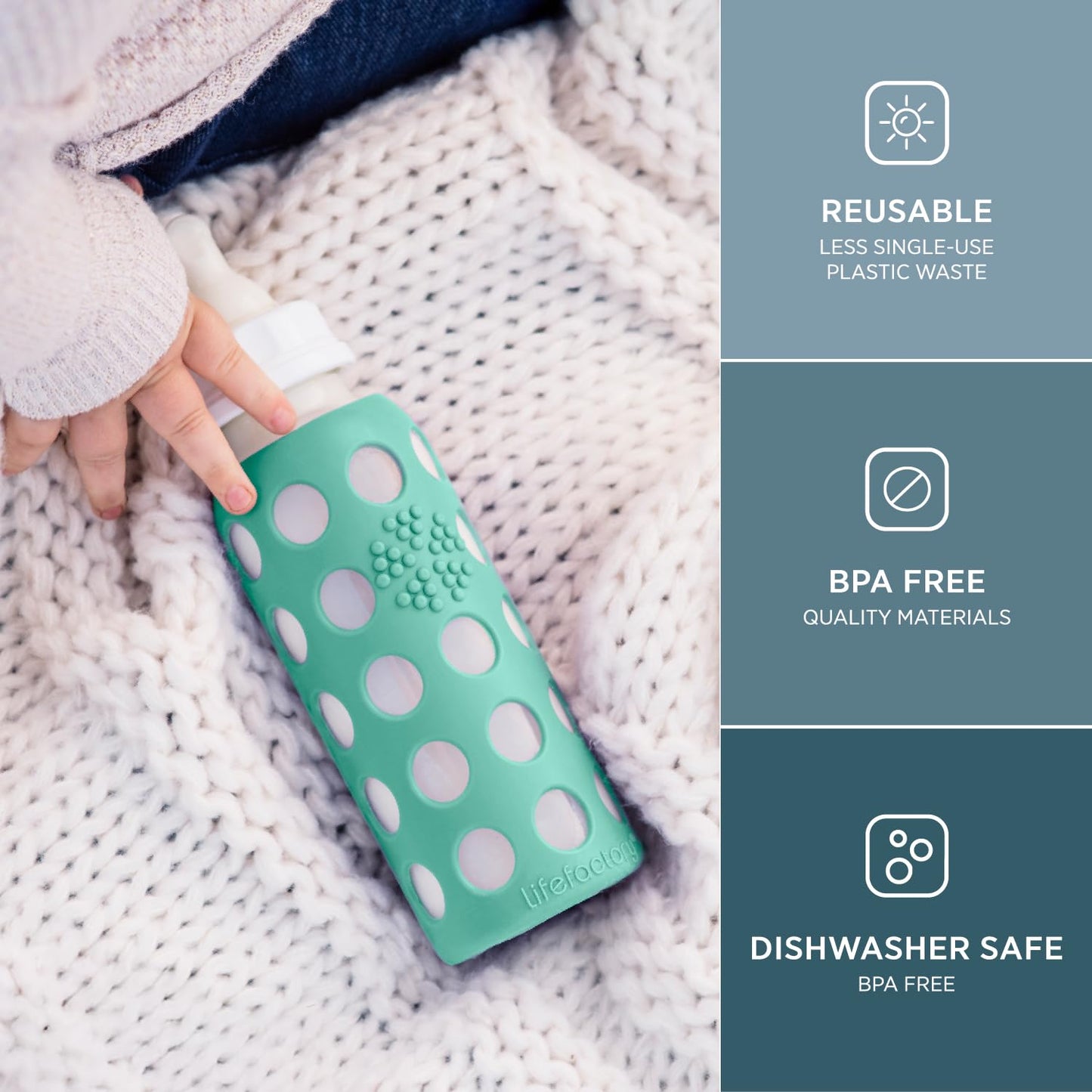 Lifefactory Glass Baby Bottle with Stage 1 Nipple and Protective Silicone Sleeve Cantaloupe, 4 Oz