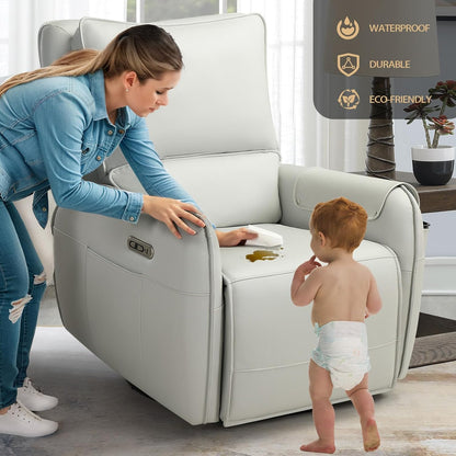 Power Recliner Gliders for Nursery, Electric Swivel Rocker Recliner Chair, Comfy Upholstered Living Room Reclining Rocking Chairs with Lumbar Support (Gray, 41" X 40" X 36")