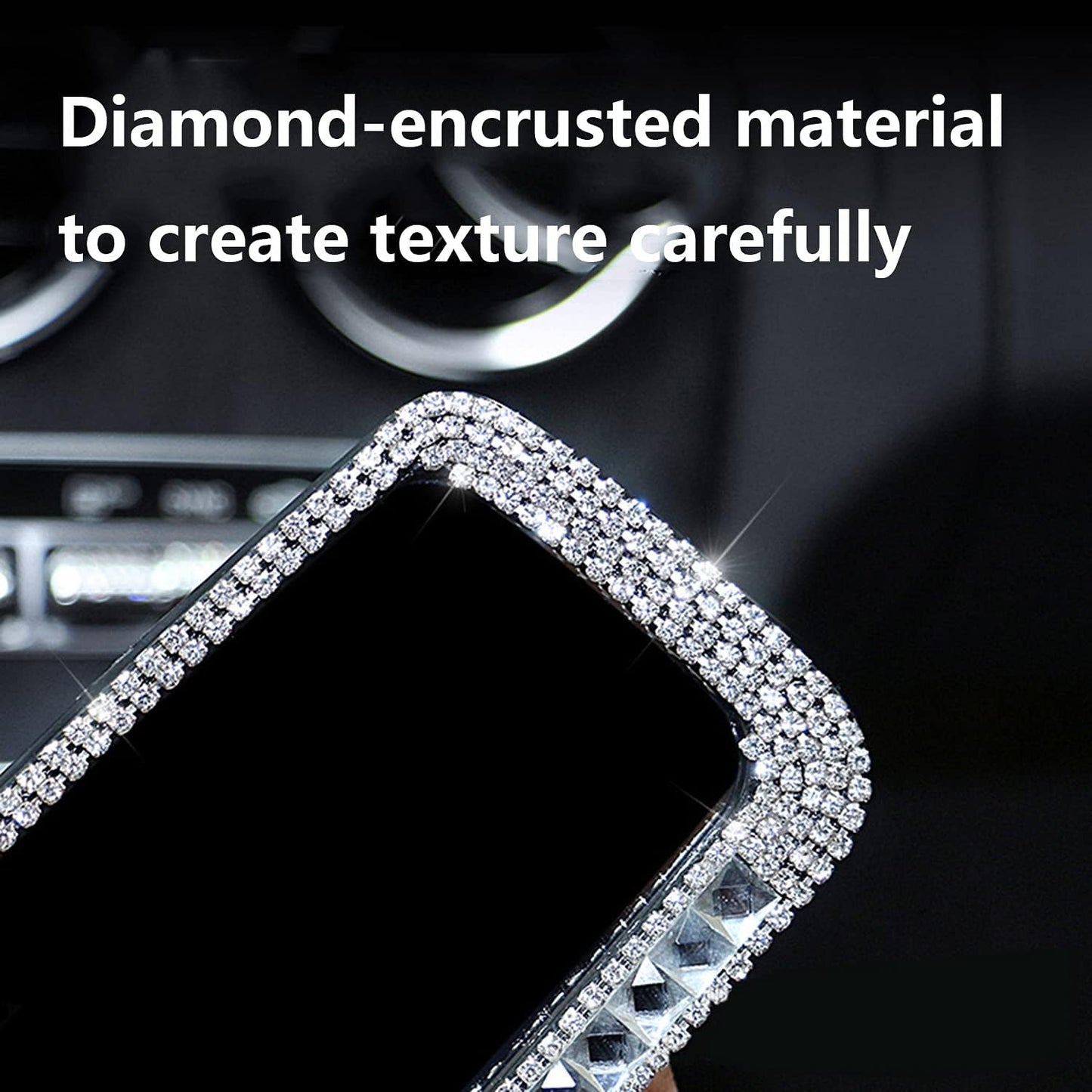 Rhinestone Car Rear View Mirror with Crystal Diamonds Rhinestones Cars Rear View Mirrors for Women,Car Interior Trim. (Sliver)