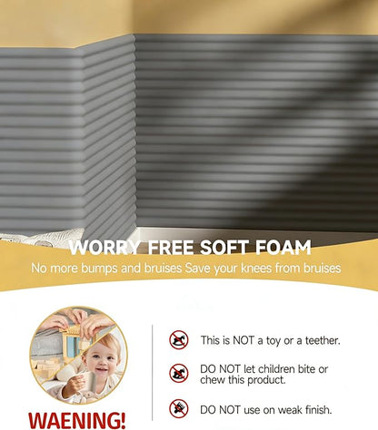 11.8''W Extra-Wide Edge Protector, 6.56FT 0.47''Th Baby Proofing Corner Guards, Safety Furniture Bumper, Pre-Taped, Thick Soft Rubber Foam Padding for Fireplace Table Stair Cabinet (Grey)