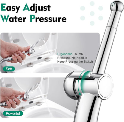 CREA Handheld Bidet Sprayer for Toilet - Adjustable Jet Toilet Bidet Attachment with Hose for Feminine Wash & Cloth Diaper Sprayer Set - Stainless Steel Black