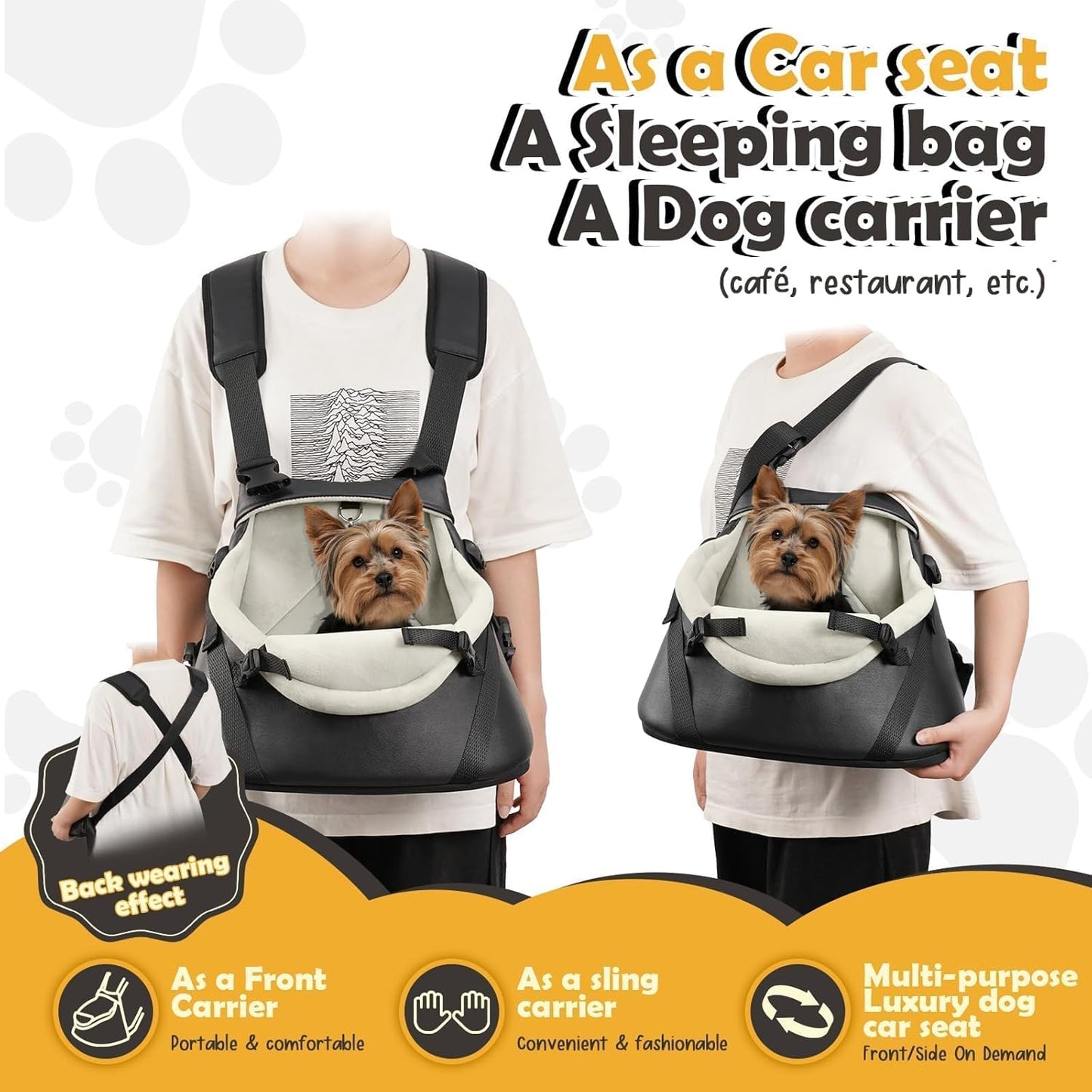 WOYYHO Luxury Dog Booster Car Seat Up to 7 lbs, PU Leather Pet Car Seat with Safety Belt & Soft Flannel Liner for Teacup Yorkie, Chihuahua, Maltese, Pomeranian, Toy Poodle, Small Cats, Bunny, Puppies