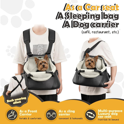 WOYYHO Luxury Dog Booster Car Seat Up to 7 lbs, PU Leather Pet Car Seat with Safety Belt & Soft Flannel Liner for Teacup Yorkie, Chihuahua, Maltese, Pomeranian, Toy Poodle, Small Cats, Bunny, Puppies
