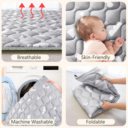 Baby Play Mat, 50x50 Playpen Mat with Super Soft Touch, Activity Mats with Upgraded Anti-Slip Bottom, Machine Washable Crawling Mats for Floor & Picnic (Animal Alphabets)