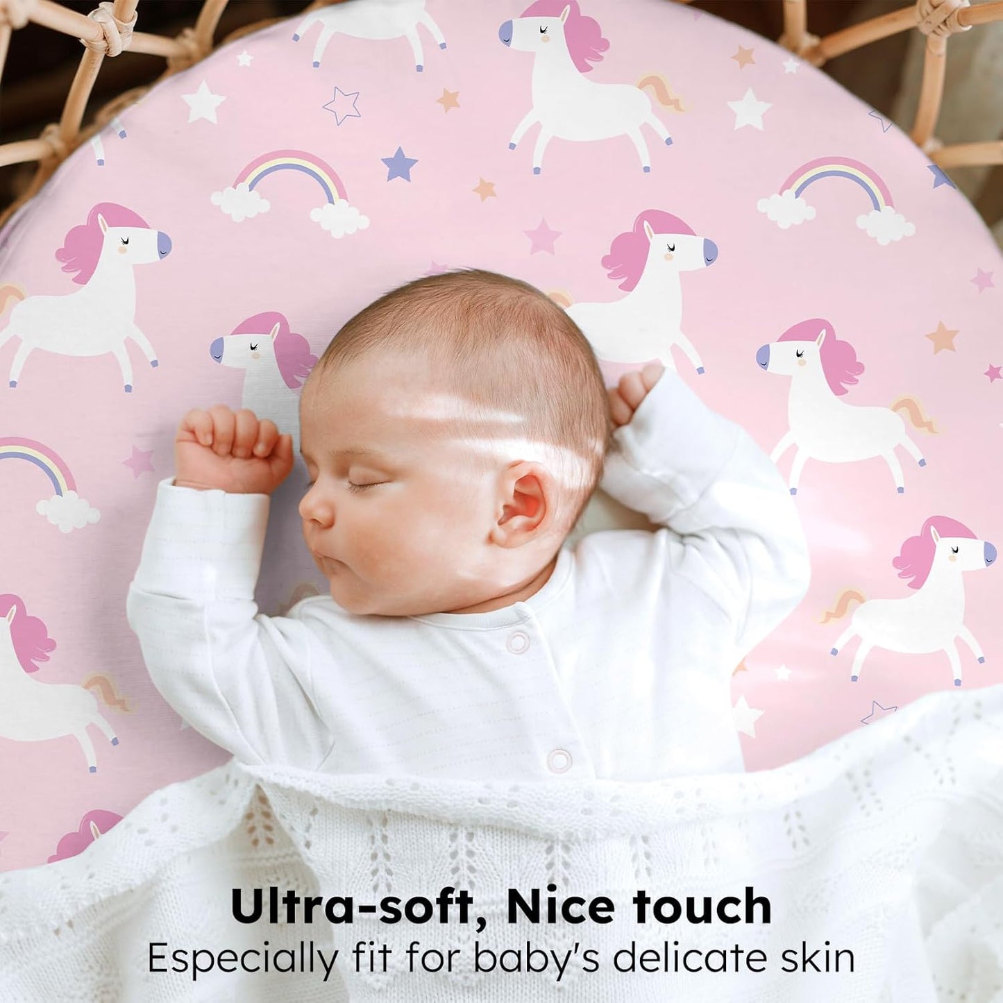 Baby Bedside Bassinet Sheets Girl, 33”x20” Compatible with Baby Delight Dream On Me & Most Rectangle Bedside Sleeper Bassinet Mattress, Super Soft Microfiber Pink Butterfly Flower