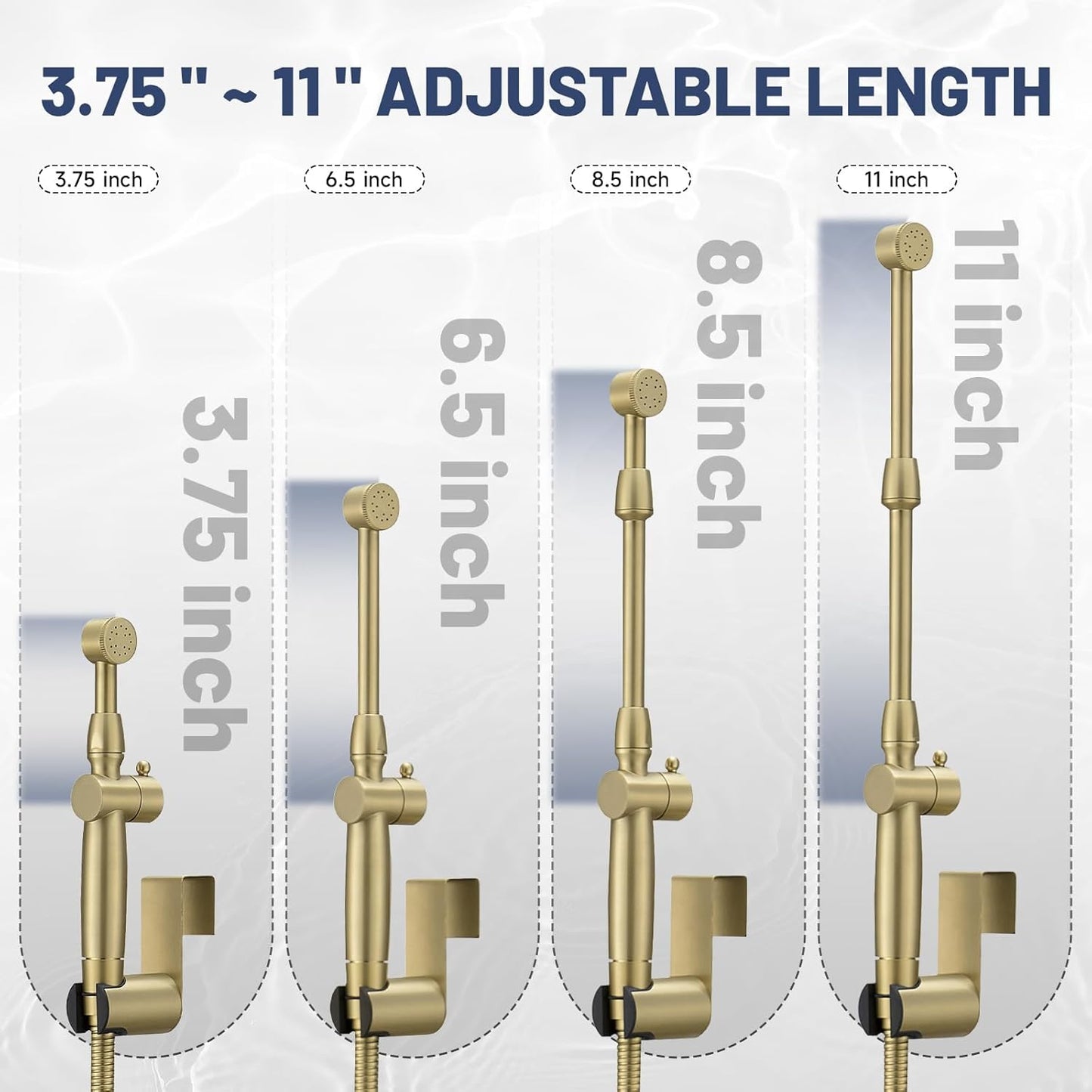 Chrome Handheld Bidet Sprayer for Toilet with Bidet Hose Brass Cloth Diaper Sprayer Bathroom Toilet Attachment for Feminine Wash, Wall Mount or Toilet Mount