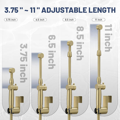 Chrome Handheld Bidet Sprayer for Toilet with Bidet Hose Brass Cloth Diaper Sprayer Bathroom Toilet Attachment for Feminine Wash, Wall Mount or Toilet Mount