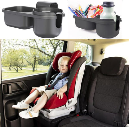 Child Cup Holder with Snacks Holder for Convertible Car Seats, Convertible Cup Holder, Stroller Cup Holder with Snack Pod Compatible with Most Convertible Car Seats- Black.