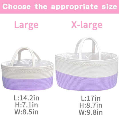 ABenkle Baby Diaper Caddy, Nursery Storage Bin and Car Organizer for Diapers and Baby Wipes, Cotton Rope Diaper Basket Caddy, Changing Table Diaper Storage Caddy