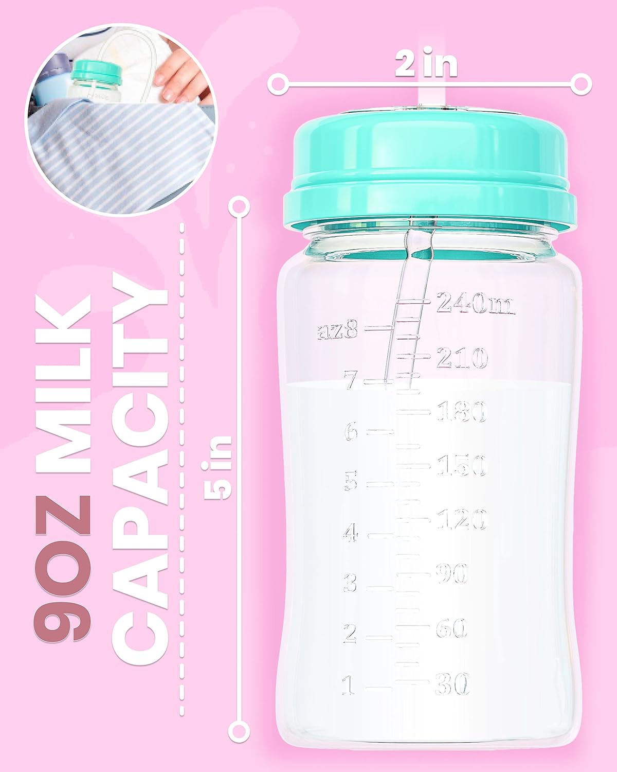 TidyFriend 2 Pk Baby Bottle Anti Colic with Straw 8oz – Built In Nipple Valve & Base Vent Hole for Gas Reduction, Upright Position Hand Free Bottle for 6m-2y Kids [Use Under Caregiver Assisted] (Pink)