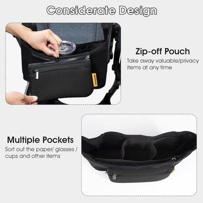 Parent Organizer Bag, Stroller Organizer Fits for Uppababy Vista, Cruz, Minu, Stroller Caddy with Cup Holder, Zippered Pocket, Multiple Pockets and Adjustable Straps, Easy to Carry