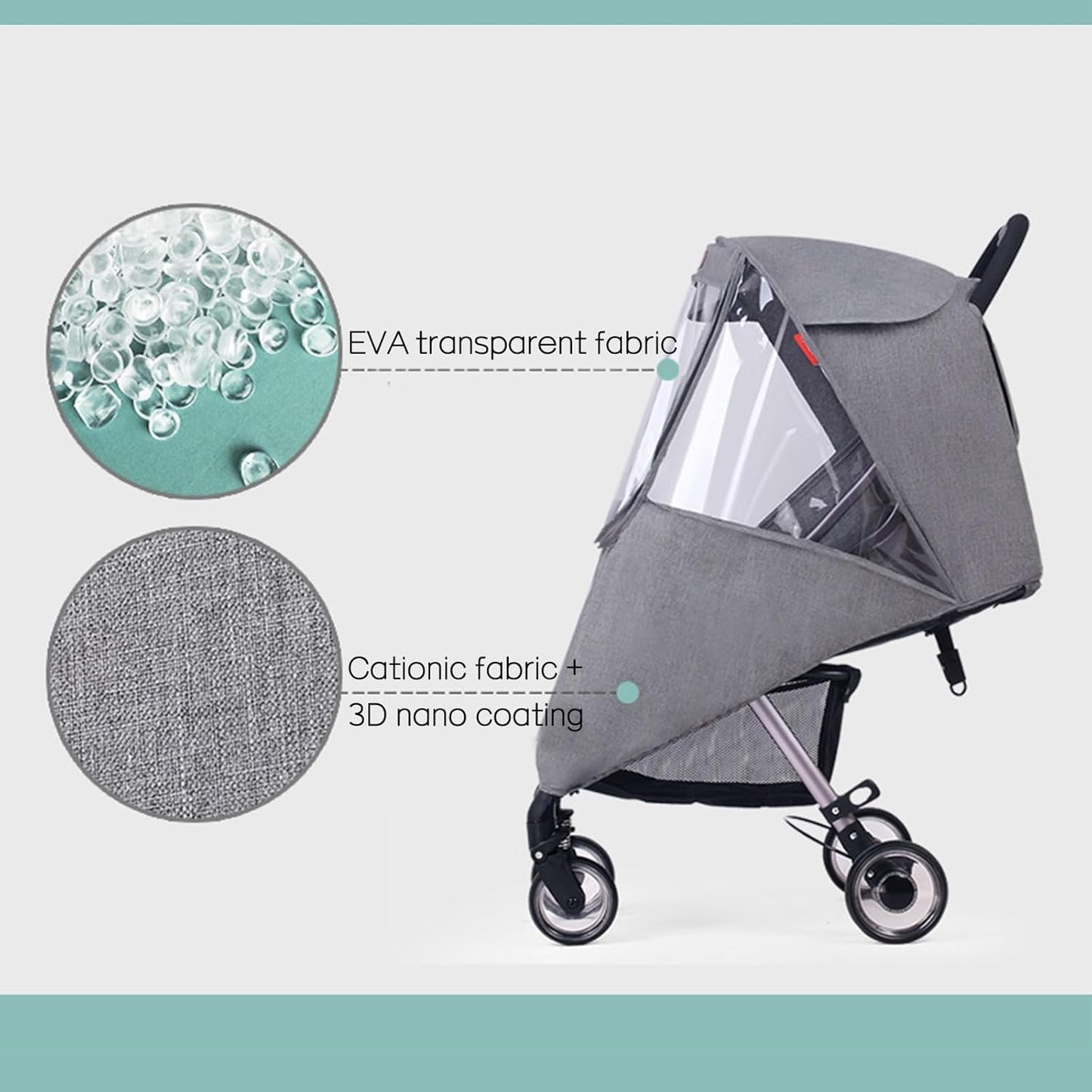 Stroller Rain Cover Baby Travel Weather Shield Universal Stroller Cover with Viewing Window for Dust Rain Snow Weather