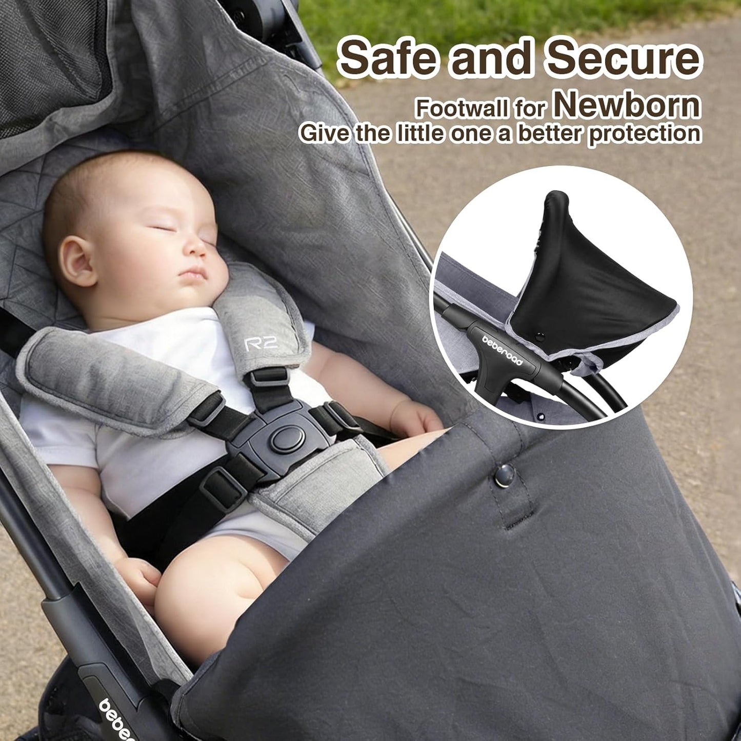Beberoad Lightweight Baby Stroller for Airplane R2 Small Travel Stroller Compact Strollers Foldable, Infant Toddler Stroller with Adjustable Backrest, Cup Holder and Waterproof Canopy, Black