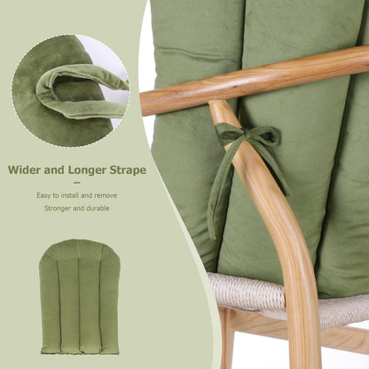 5PCS Suede Glider Rocker Replacement Cushions with 29.5" High Backrest & Side Pockets, Thickened Soft Glider Rocking Chair Cushions with Ottoman Cushion for Indoor Nursery Rocking Chair, Green