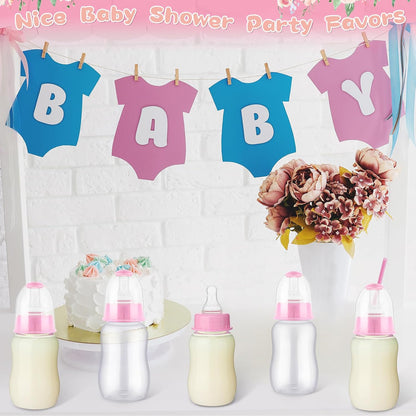 SiliFine 30 Pcs Baby Shower Favors Party Bottle Chug Game Mini Bottles Gift Sets for Gender Reveal Birthday Party Supplies Gift (Pink)