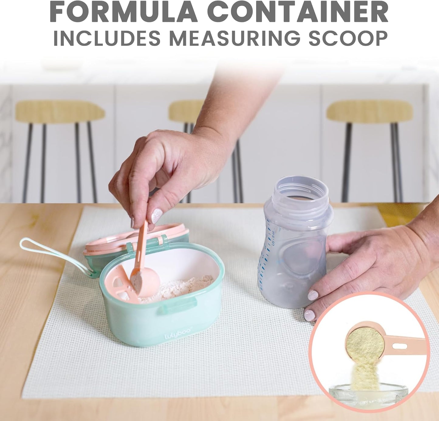 Lulyboo Baby Formula Milk Powder Container - Travel-Friendly, Airtight Storage with Scoop & Spork, Compact BPA-Free, Easy-to-Clean Portable Baby Feeding Accessories (Clay)