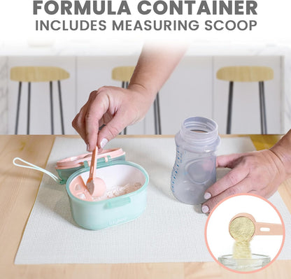 Lulyboo Baby Formula Milk Powder Container - Travel-Friendly, Airtight Storage with Scoop & Spork, Compact BPA-Free, Easy-to-Clean Portable Baby Feeding Accessories (Clay)