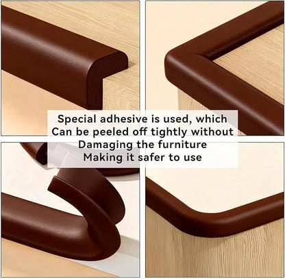Furniture Edge Corner Protector (16.7ft Edge 8 Corners), Baby Proof Bumper Guards, Soft NBR Safety Pre-Taped Rubber Foam for Table, Desk, Fireplace (Brown)