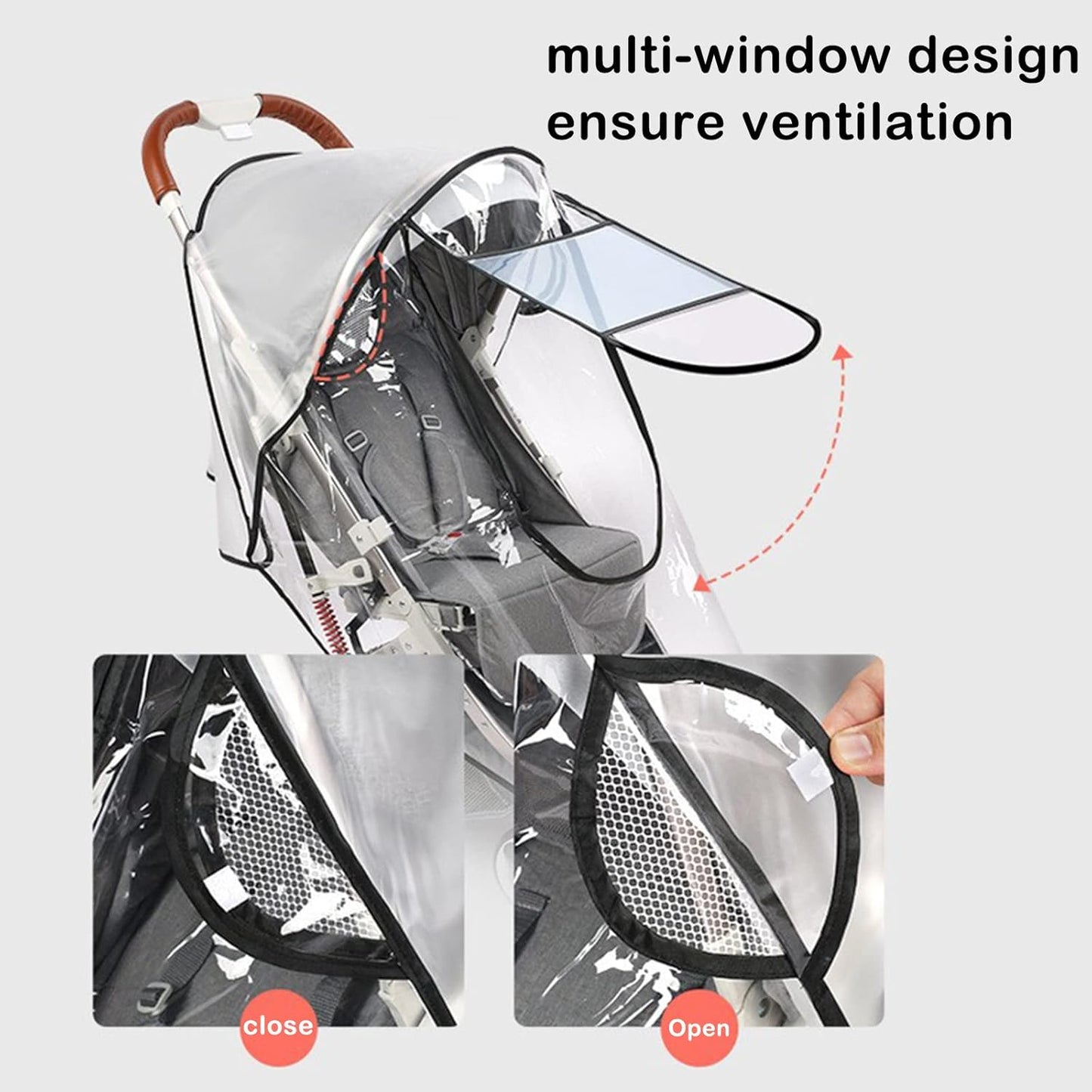 Stroller Rain Cover Universal Stroller Cart Umbrella Rain Cove Accessory for Winter Windproof Waterproof Dustproof and Snowproof