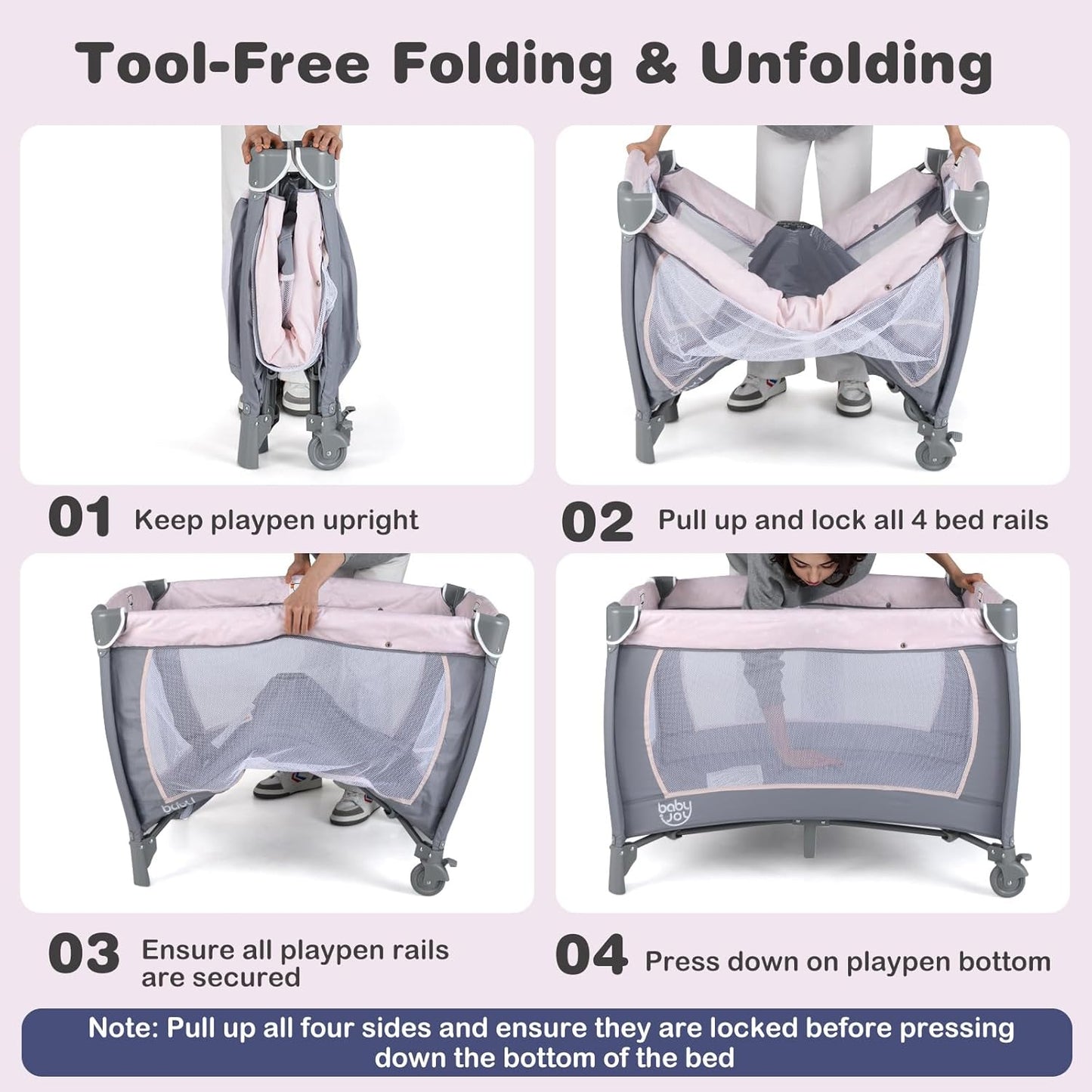 BABY JOY 5 in 1 Pack and Play, Portable Nursery Center Baby Playard w/Bassinet & Diaper Changing Table, Bag, Infant Bassinet Crib Activity Center for Baby Toddlers Indoor Outdoor (Royal Blue, Classic)