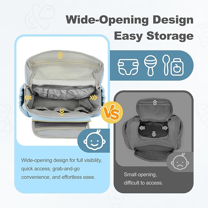 Compact Diaper Bag Backpack – Lightweight & Waterproof Baby Bag for Moms & Dads, Includes Changing Pad & Stroller Straps, Small Travel Diaper Backpack for Daily Use –Lt Blue