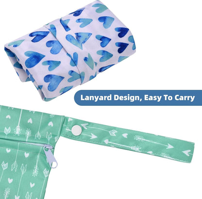 Wet Dry Bags 2-Pack with Cute Dolphin Print - Waterproof Travel Organizer for Swimming Pool Beach Gym Baby Cloth Diapers Swimwear with Dual Zippers