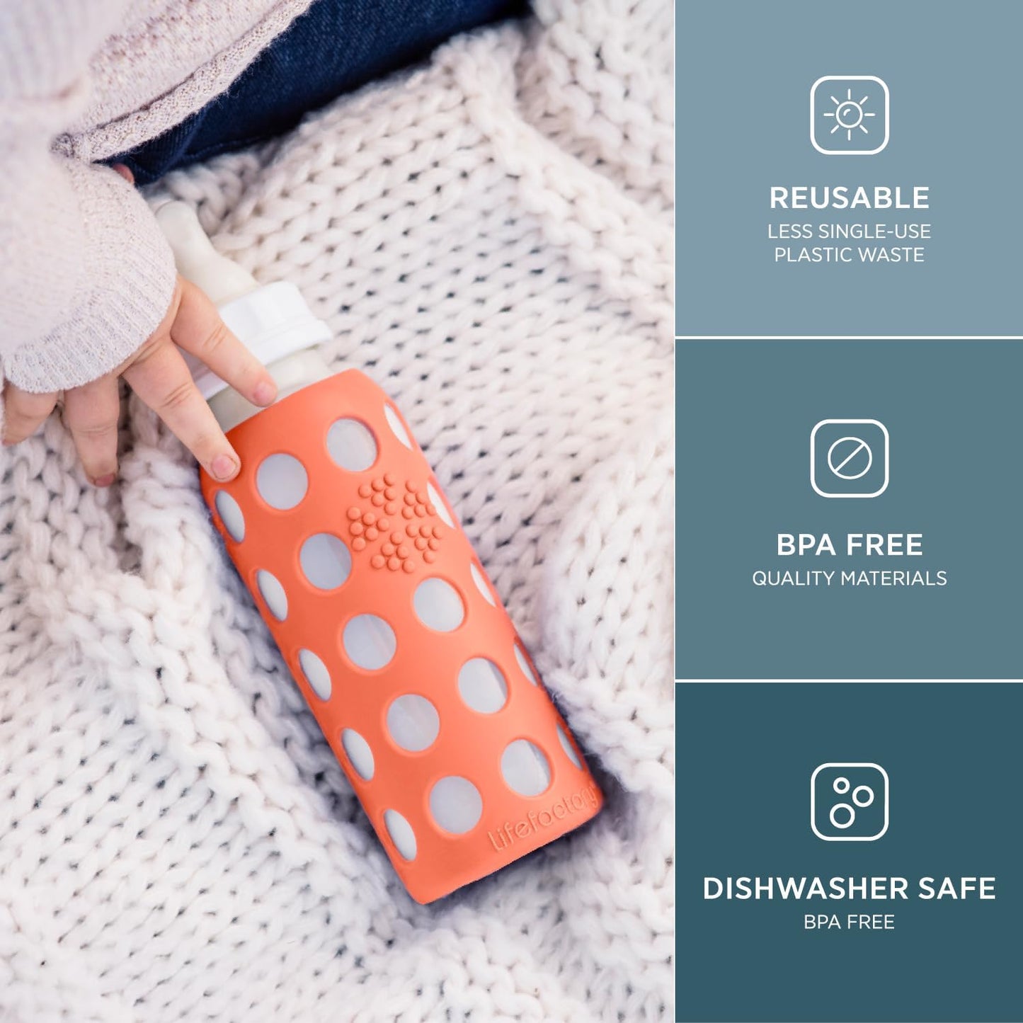 Lifefactory Glass Baby Bottle with Stage 1 Nipple and Protective Silicone Sleeve Cantaloupe, 4 Oz