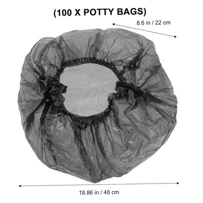 SAFIGLE Elastic Potty Liners 100 Pack Disposable Baby Toilet Trash Bags for Travel Portable Plastic Potty Chair Liners Bathroom Training