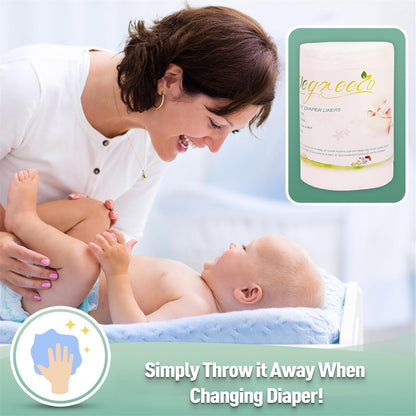 wegreeco Unscented Diaper Liners - Fragance Free and Chlorine Free Cloth Diaper Liners - 100 Sheets Per Roll (5 Roll)