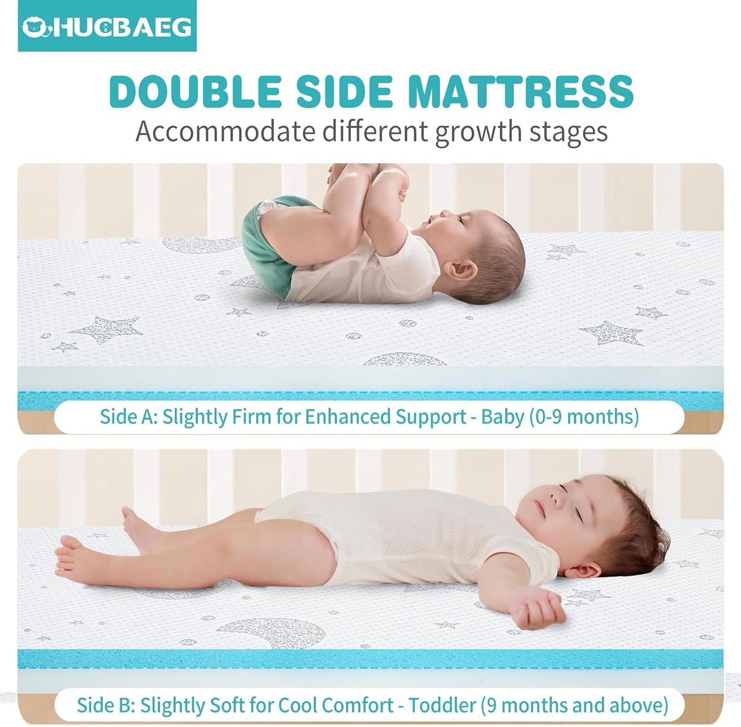 Pack and Play Mattress, 38x26 Pack N Play Mattresses Pad Dual-Sided Soft & Firm Memory Foam 3 Inch Thick with Breathable Removable Cover