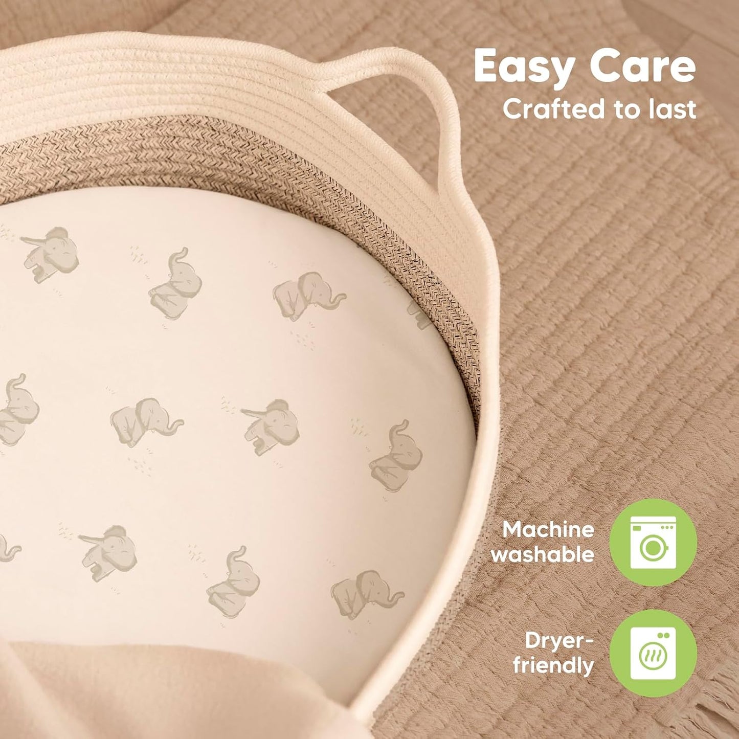 2-Pack Baby Bassinet Sheets Girl, Boy - 33x17 Viscose Derived from Bamboo Bedside Mattress Fitted Bassinet Sheets, Compatible with Halo Bassinest Swivel Sleeper, Baby Delight, Graco (Pecan)
