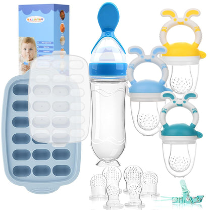 Baby Breastmilk Popsicle Molds & Baby Fruit Feeder (6 Pack), WAJIAYON Infant Food Freezer Tray Storage Containers, Silicone Teething Pacifier Feeder and Teether for Babies,Babies Feeder