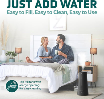 PureGuardian 1.5 Gal Ultrasonic Warm & Cool Mist Humidifier with UV-C Light, IntelliSense Humidistat, 90-Hr Runtime, for Large Rooms up to 540 Sq. Ft., Black, H5665B
