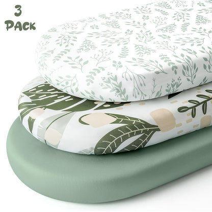 Yoofoss Pack and Play Sheets Fitted, Mini Crib Sheets 2-Pack for Pack N Play Mattress, Stretchy Playard Sheet, Soft and Breathable Green+Giraff