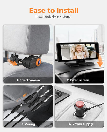LUCKVIEW BM5PRO 7.2" Dual Camera Baby Monitor, 1080P HD Display for 2 Kids, Night Vision, Easy Install Car Baby Monitor, Ideal Gift, Rear Seat Safety for Babies & Pets