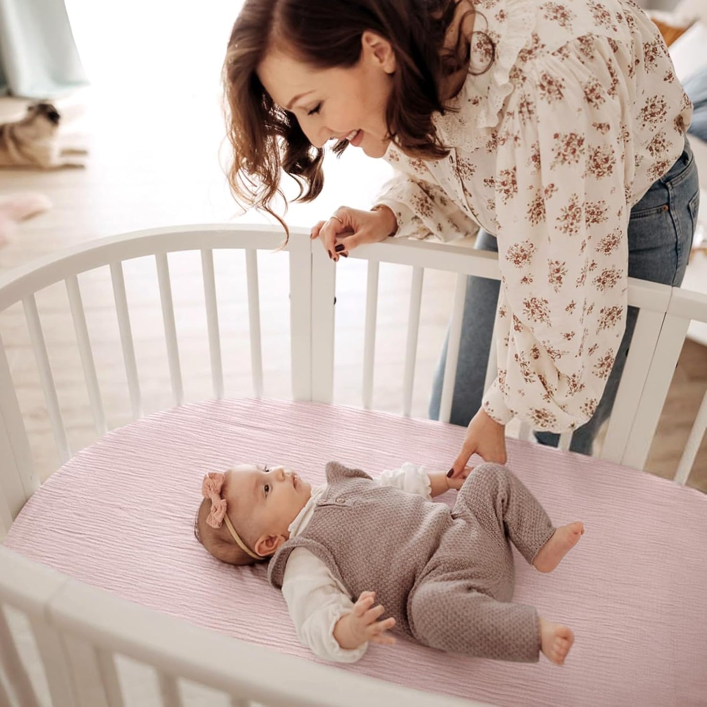 lulumoon Muslin Bassinet Sheets for Baby: Soft Bedside Sleeper Bassinet Fitted Sheets for Boys and Girls