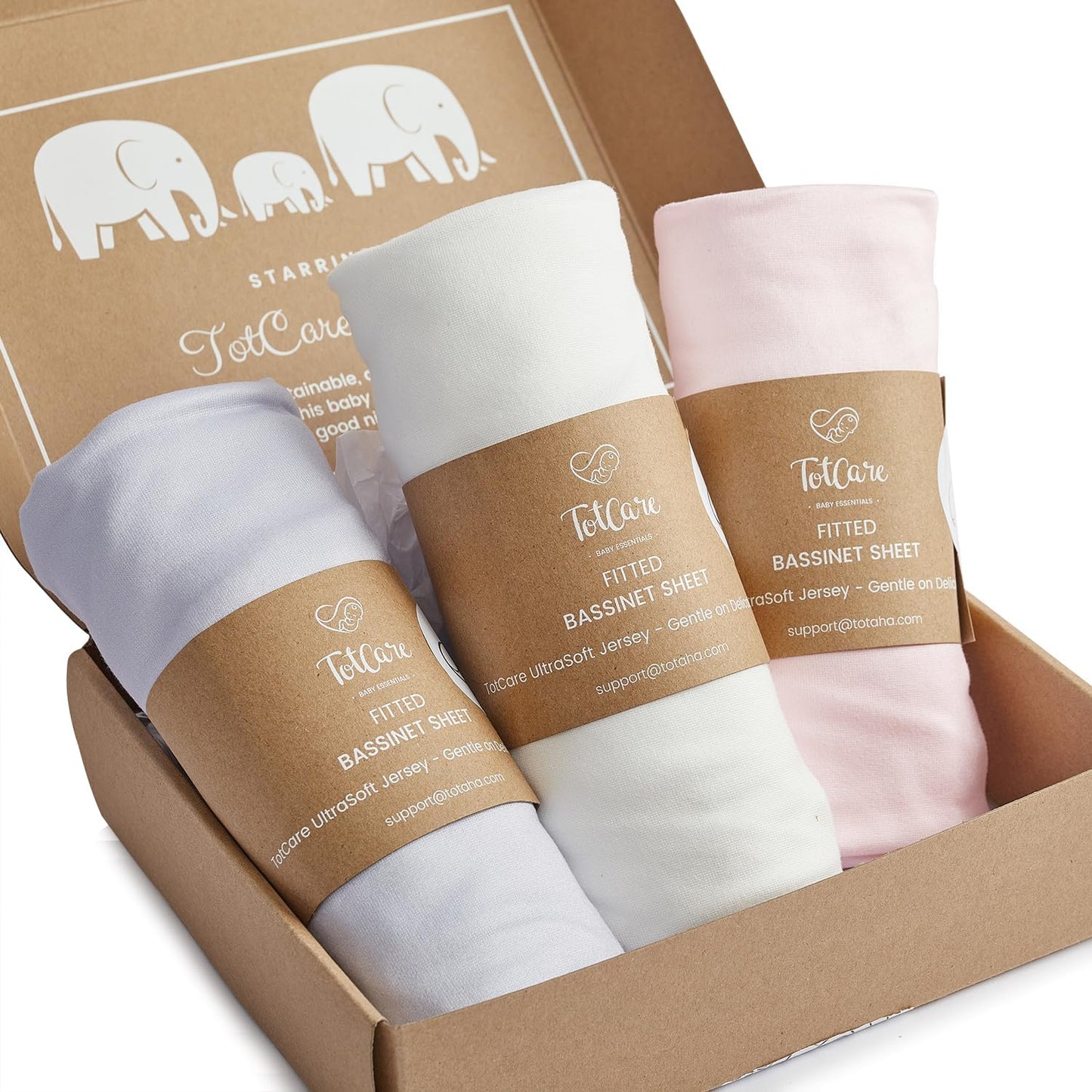 Bassinet Sheets Compatible with Baby Delight Beside Me Dreamer Bassinet, 33x20 for Baby Bedside Sleeper - Buttery Soft, Premium Stretchy Jersey Knit Sheets - Sky + Sage + Cloud, 3 Pack