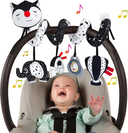 Musical Owl Rattle Sheep Pink Elephant Car Seat Toys for Babies 0-6 Months, Hanging Stroller Toys for Baby Girls 3-6 Month, Newborn Girl Infants Baby Birthday Gift Toy 0-12 Months
