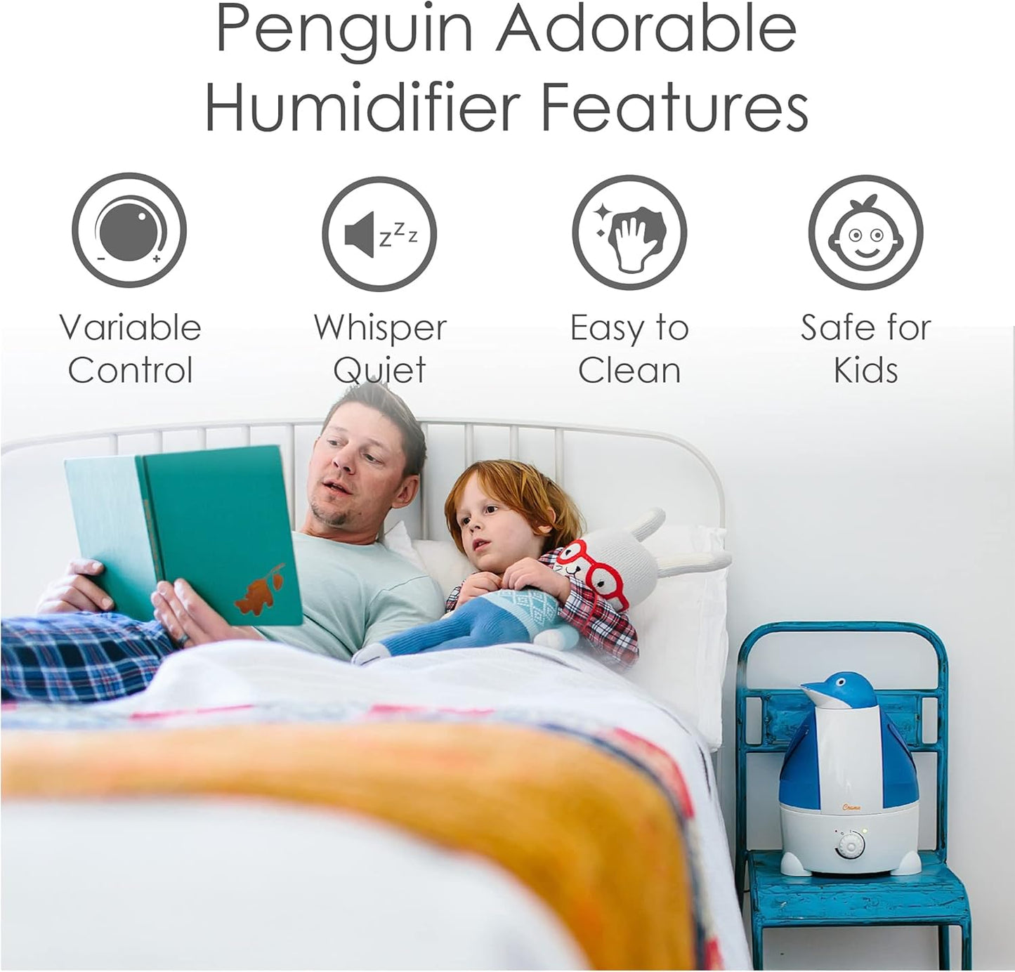 Crane Cute Animal Humidifier for Kids Bedroom and Nursery, Ultrasonic Cool Mist, 1 Gallon, Auto Shut Off, Cool Mist Humidifier