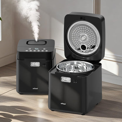 Mifasol Stainless Steel Humidifier, 3.3L/0.87Gal Steam Warm Mist Humidifiers for Bedroom 800 sq ft, Easy to Clean Humidifiers for Home, Dishwasher Safe Humidifier Large Room Baby Nursery Office, Black