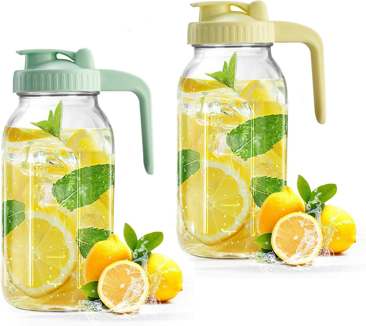 32oz Glass Pitcher with Lid & V-shaped Pour Spout - 1 Quart Breastmilk Pitcher Double Leak Proof, Creamer Container for Sun Tea, Juice, Cold Brew Coffee, Breastmilk Storage Container