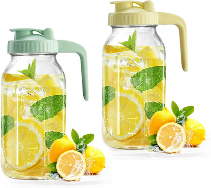 32oz Glass Pitcher with Lid & V-shaped Pour Spout - 1 Quart Breastmilk Pitcher Double Leak Proof, Creamer Container for Sun Tea, Juice, Cold Brew Coffee, Breastmilk Storage Container