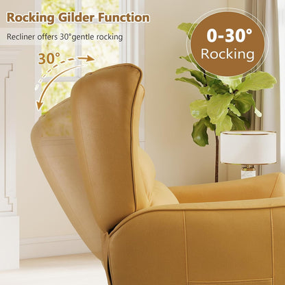 HAOMARKETS Electric Swivel Rocker Recliner Chair, Power Faux Leather Glider Rocking Recliners for Adults,360° Swivel Nursery Reclining Sofa with USB Charging Port, White