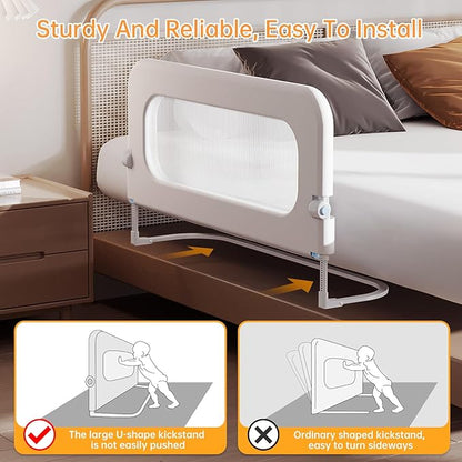 Baby Bed Guard Rail for Toddler - 78.7in Adjustable Heights, Swing Down Bedrail, Extra Tall Child Safety Side Railing Guards for Kids - Toddler Bed Rail for Queen, King, Twin, and Bunk Size Beds