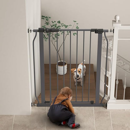 ELEVON Baby Gate for Stairs Doorways, 29.1–33.8" Extra Wide 36” Tall Dog Gate with Auto-Close, Pressure Mounted Walk Through Pet Gate, Graphite