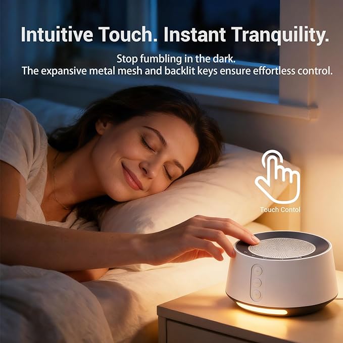 BGOVERSS White Noise Machine with Night Light – 20 Soothing Sounds, 10 Color Lights, 5 Timer Settings & Memory Function, Portable Sleep Sound Machine for Baby Nursery, Kids & Adults, Zebra Wood