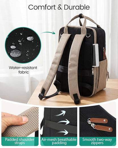Qualyphant Extra Large Diaper Bag Backpack for Two Kids Twins - Expandable Baby Bag (26-36L), Dual Big Compartments - Includes Changing Pad & Stroller Straps, Unisex Black Khaki